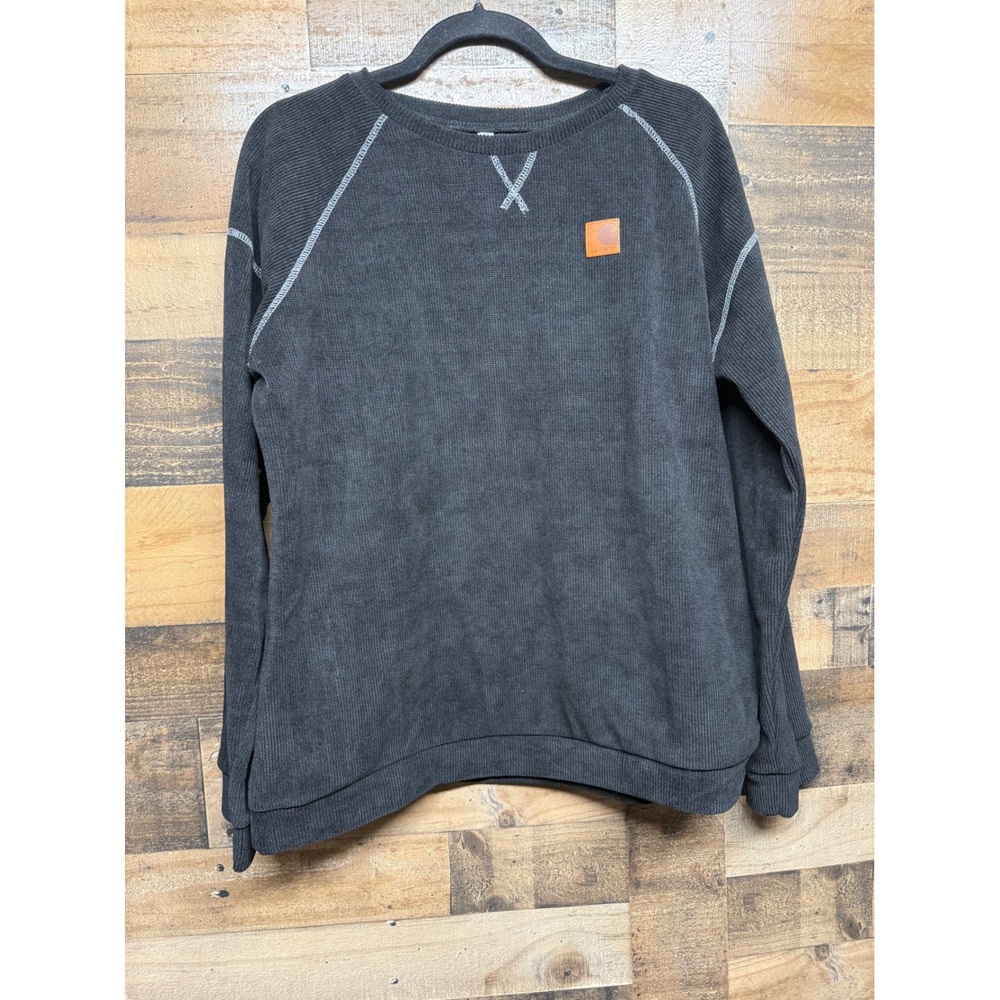 Carhartt Mens XL Thermal Knit Crewneck Sweatshirt‎ Gray Raglan Long Sleeve Logo